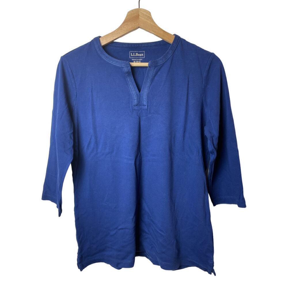 L.L.Bean Cobalt Blue 3/4 Sleeve Top Shirt Women's Size M